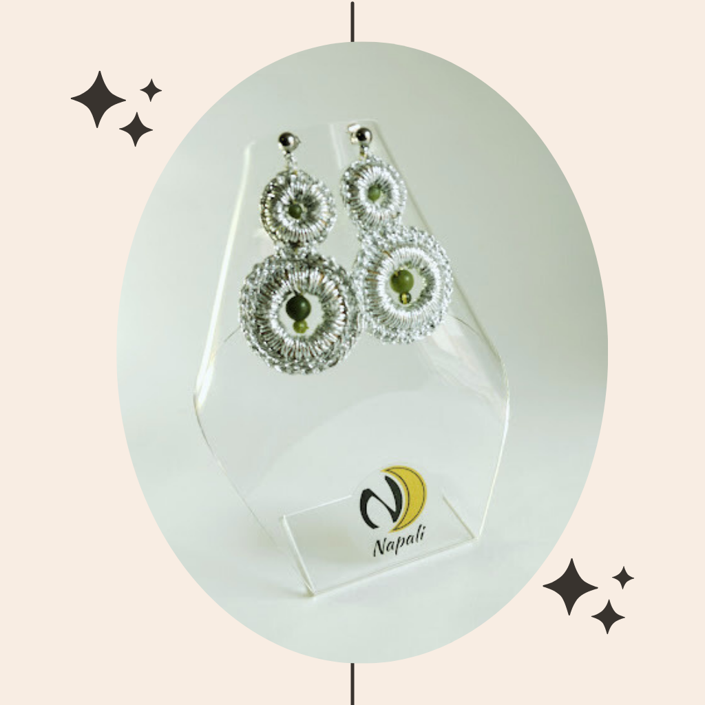 PENDIENTES TEJIDOS EN MACRAMÉ Y CROCHET CON CUARZOS