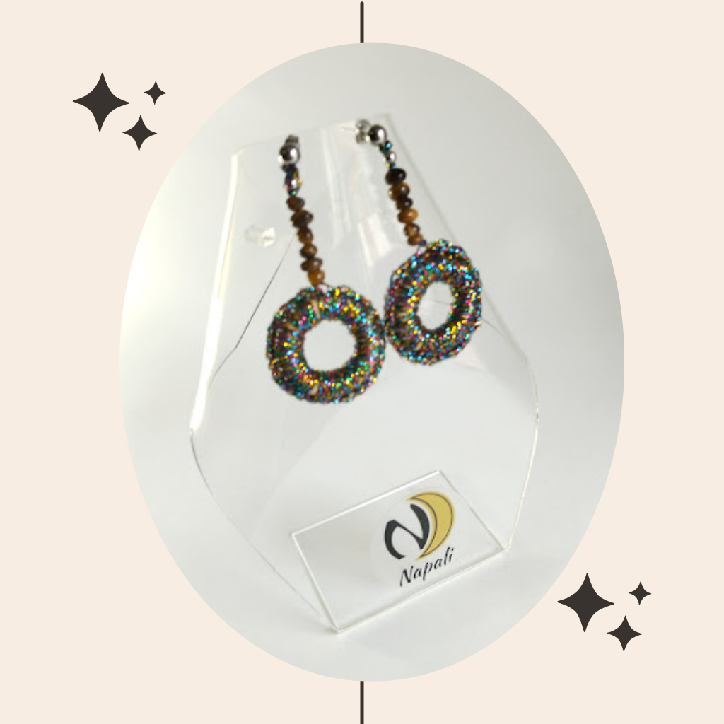 PENDIENTES TEJIDOS EN MACRAMÉ Y CROCHET CON CUARZOS