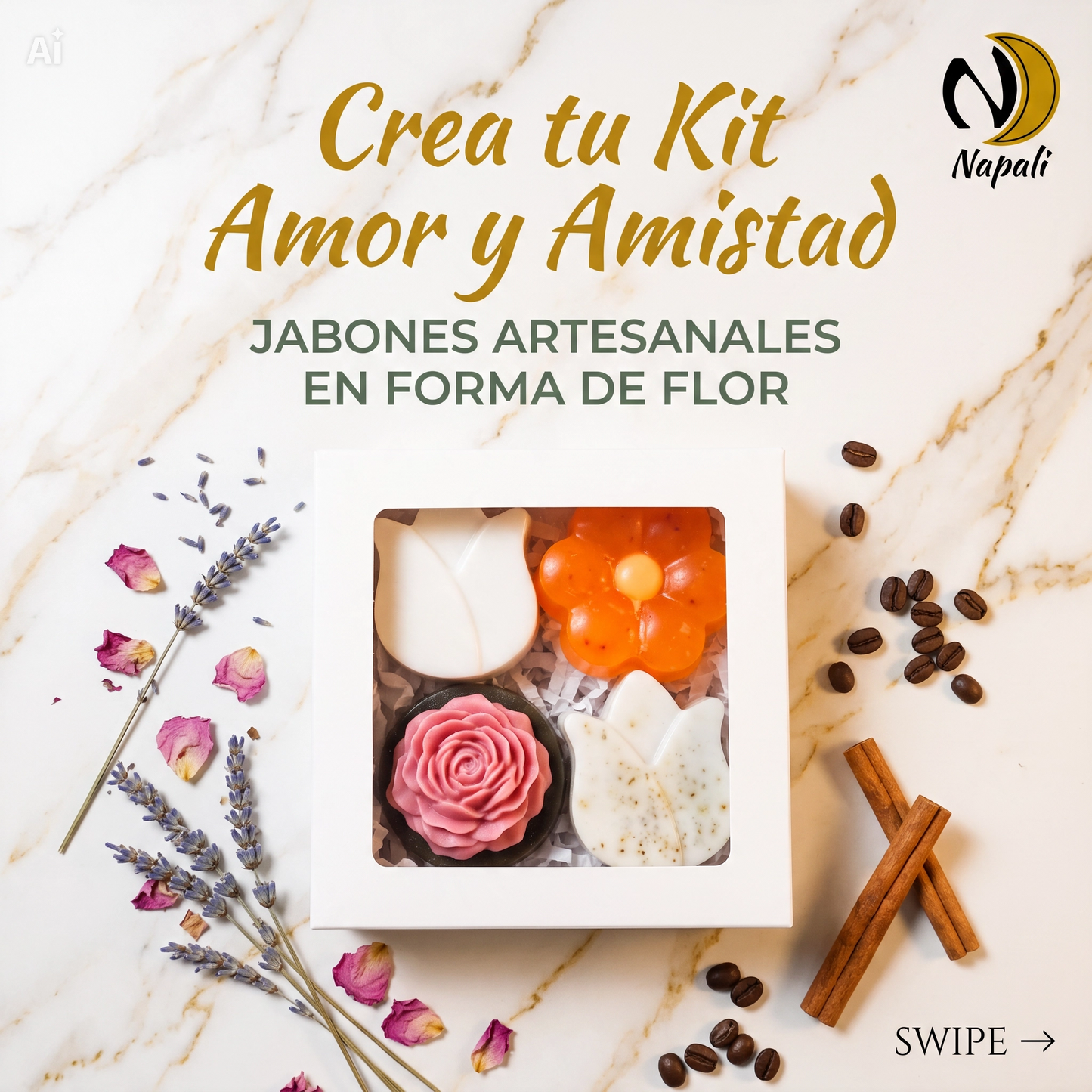FLORES DE JABÓN X 4 _- KIT PERSONALIZABLE